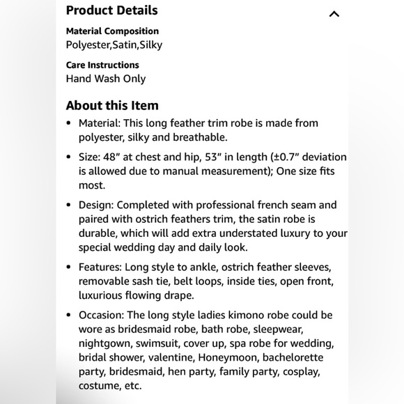 💕PRODESIGN Satin Kimono Robe with Ostrich Feather Trim💕 NWT - Picture 12 of 13